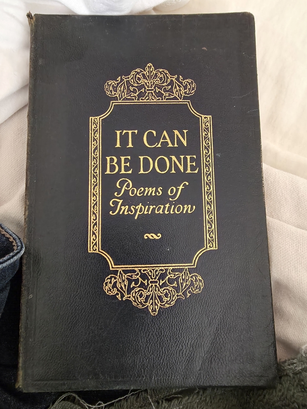 Vintage "It Can Be Done" Poetry Book: Motivational Verse, Leather-Bound